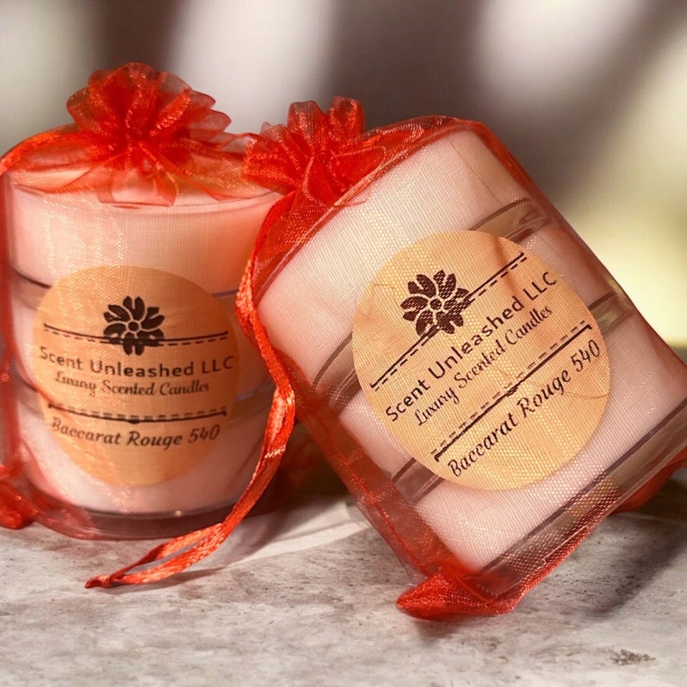 BACCARAT ROUGE 540  (1) DESIGNER 3 pk TEA LIGHTS, SCENT UNLEASHED LLC